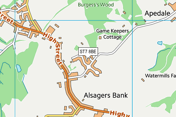 ST7 8BE map - OS VectorMap District (Ordnance Survey)