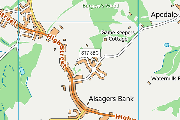 ST7 8BG map - OS VectorMap District (Ordnance Survey)