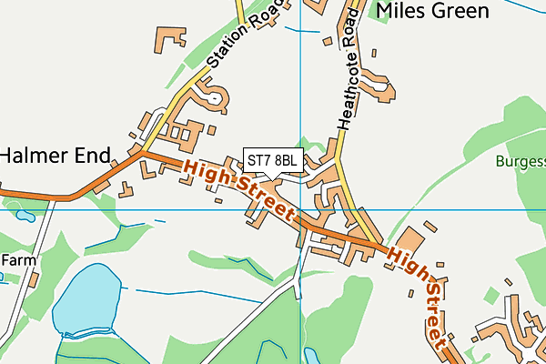 ST7 8BL map - OS VectorMap District (Ordnance Survey)