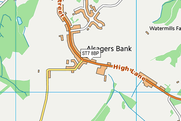 ST7 8BP map - OS VectorMap District (Ordnance Survey)