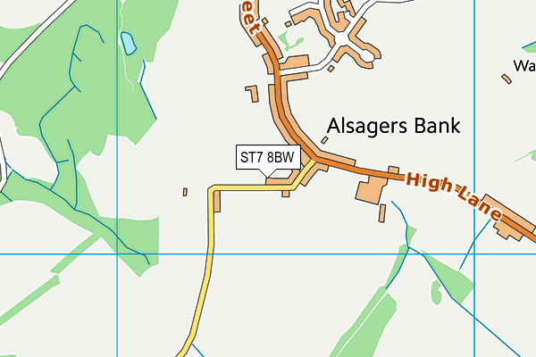 ST7 8BW map - OS VectorMap District (Ordnance Survey)