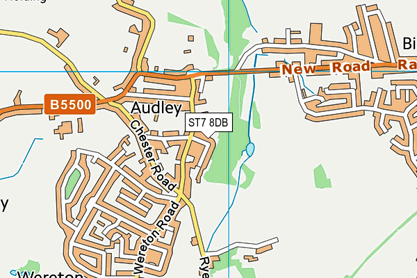 ST7 8DB map - OS VectorMap District (Ordnance Survey)