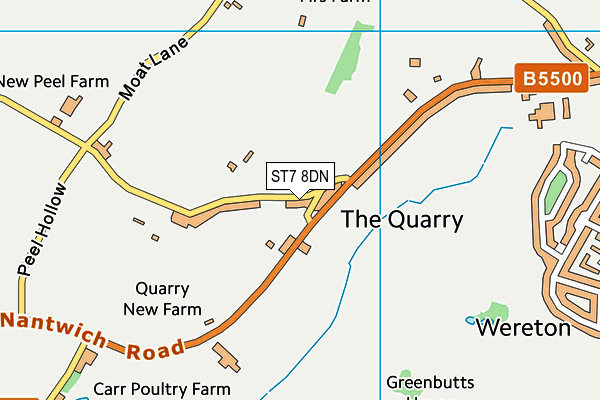 ST7 8DN map - OS VectorMap District (Ordnance Survey)