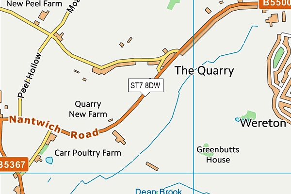 ST7 8DW map - OS VectorMap District (Ordnance Survey)