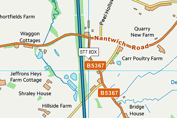 ST7 8DX map - OS VectorMap District (Ordnance Survey)