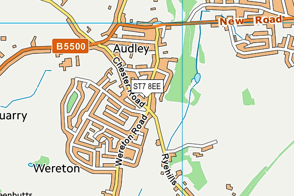 ST7 8EE map - OS VectorMap District (Ordnance Survey)