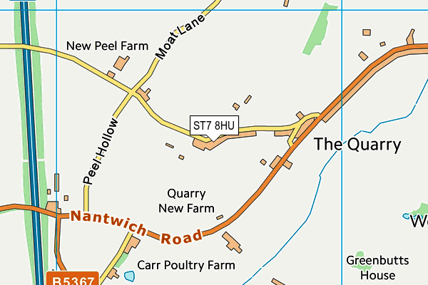 ST7 8HU map - OS VectorMap District (Ordnance Survey)