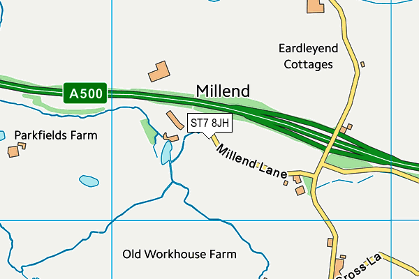 ST7 8JH map - OS VectorMap District (Ordnance Survey)