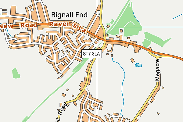 ST7 8LA map - OS VectorMap District (Ordnance Survey)