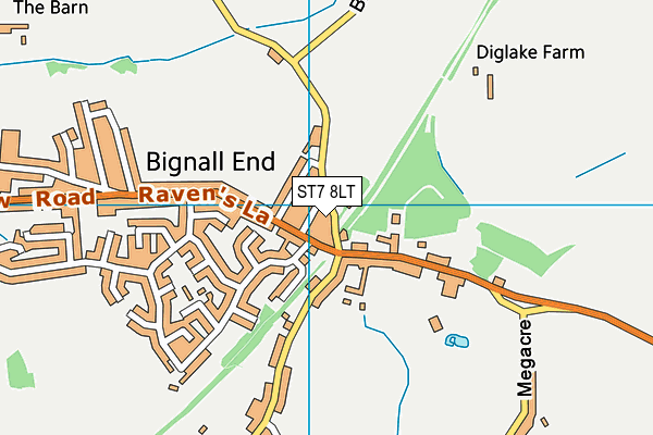 ST7 8LT map - OS VectorMap District (Ordnance Survey)