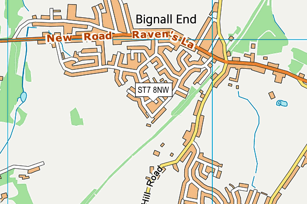 ST7 8NW map - OS VectorMap District (Ordnance Survey)