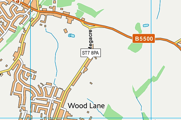 Wood Lane Cricket Club map (ST7 8PA) - OS VectorMap District (Ordnance Survey)