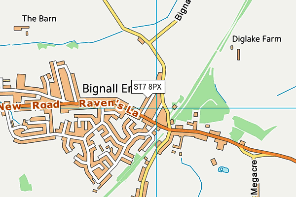 ST7 8PX map - OS VectorMap District (Ordnance Survey)