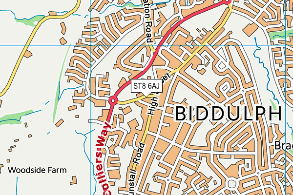 ST8 6AJ map - OS VectorMap District (Ordnance Survey)