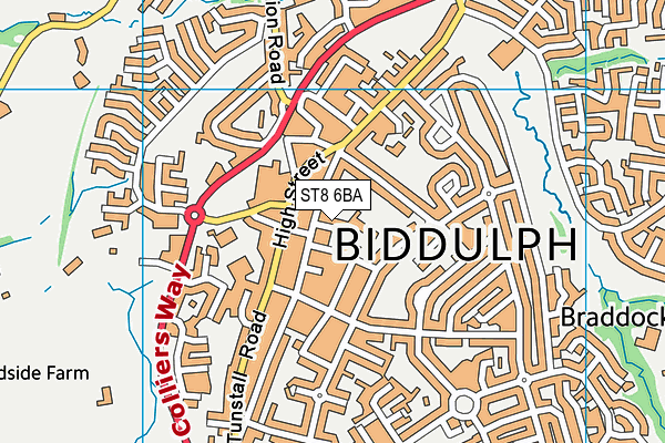 ST8 6BA map - OS VectorMap District (Ordnance Survey)