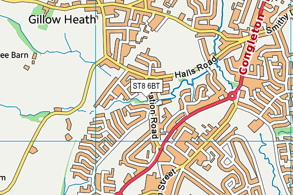 ST8 6BT map - OS VectorMap District (Ordnance Survey)