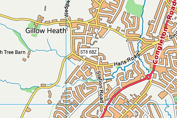 ST8 6BZ map - OS VectorMap District (Ordnance Survey)