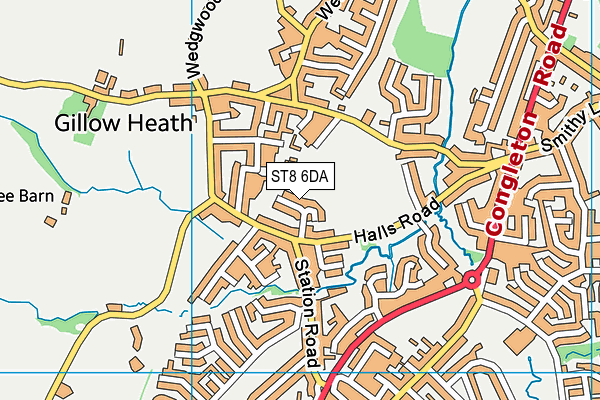 ST8 6DA map - OS VectorMap District (Ordnance Survey)