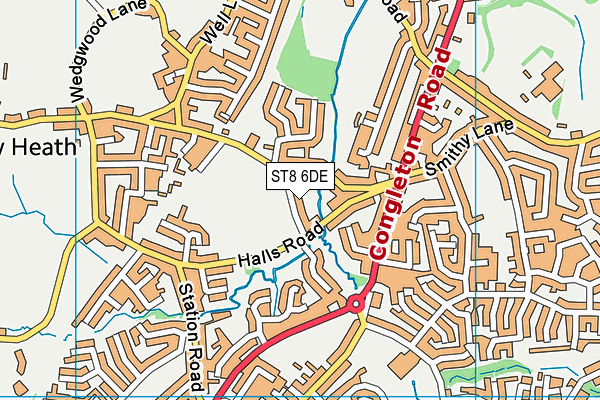 ST8 6DE map - OS VectorMap District (Ordnance Survey)