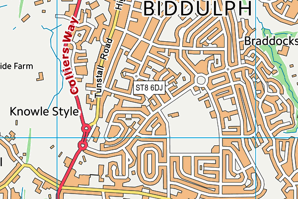 ST8 6DJ map - OS VectorMap District (Ordnance Survey)