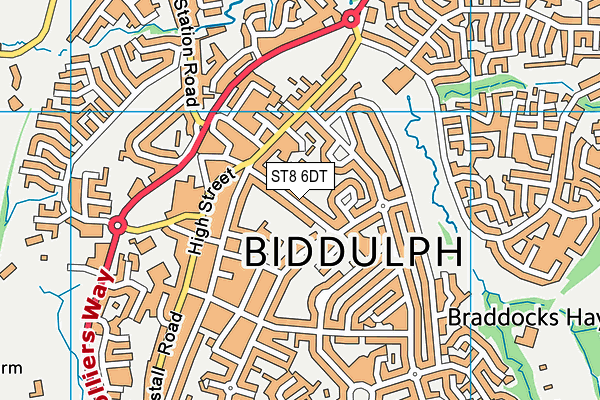 ST8 6DT map - OS VectorMap District (Ordnance Survey)