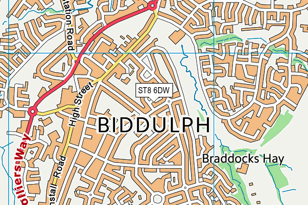 ST8 6DW map - OS VectorMap District (Ordnance Survey)