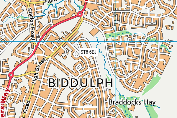 ST8 6EJ map - OS VectorMap District (Ordnance Survey)