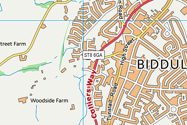 ST8 6GA map - OS VectorMap District (Ordnance Survey)