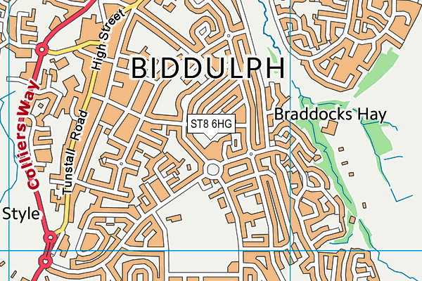 ST8 6HG map - OS VectorMap District (Ordnance Survey)