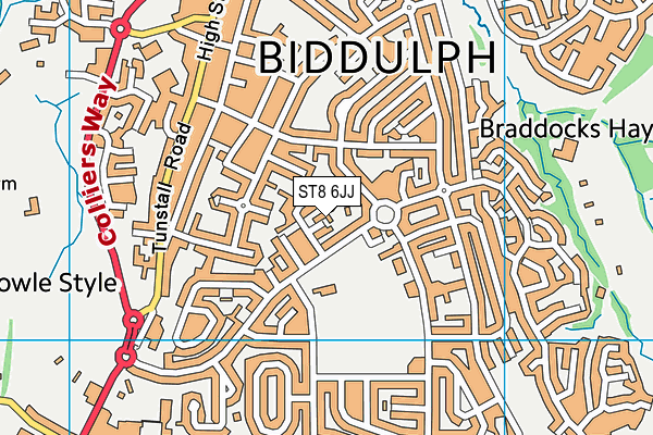ST8 6JJ map - OS VectorMap District (Ordnance Survey)