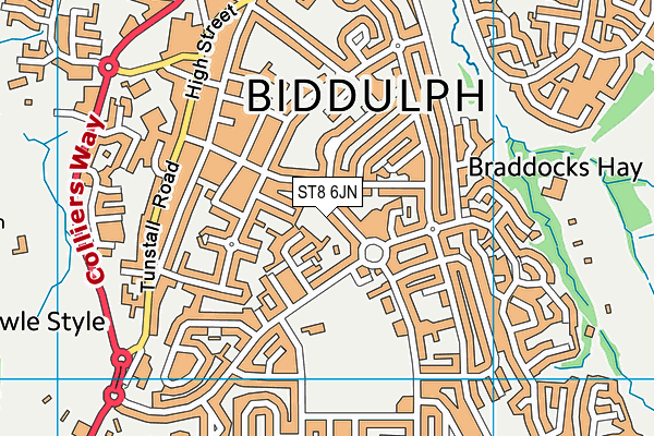 ST8 6JN map - OS VectorMap District (Ordnance Survey)