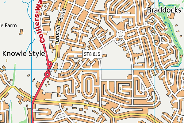 ST8 6JS map - OS VectorMap District (Ordnance Survey)