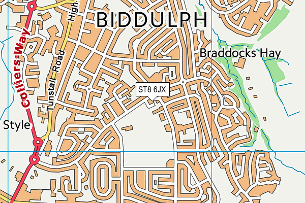 ST8 6JX map - OS VectorMap District (Ordnance Survey)