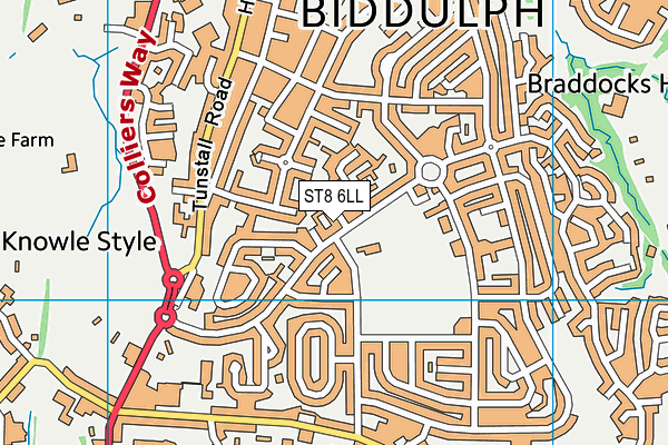 ST8 6LL map - OS VectorMap District (Ordnance Survey)