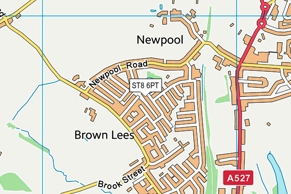 ST8 6PT map - OS VectorMap District (Ordnance Survey)