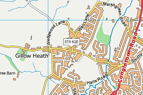 ST8 6QE map - OS VectorMap District (Ordnance Survey)