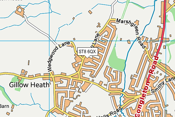 ST8 6QX map - OS VectorMap District (Ordnance Survey)