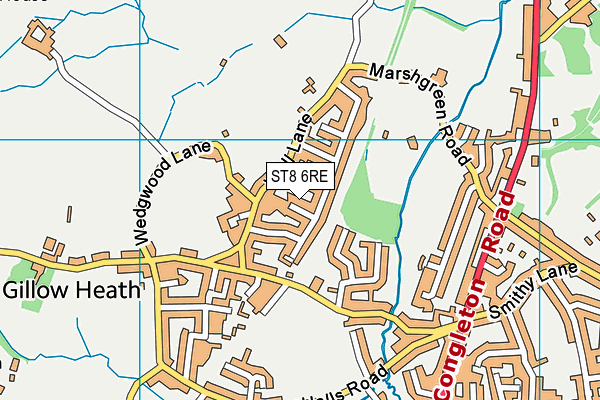 ST8 6RE map - OS VectorMap District (Ordnance Survey)