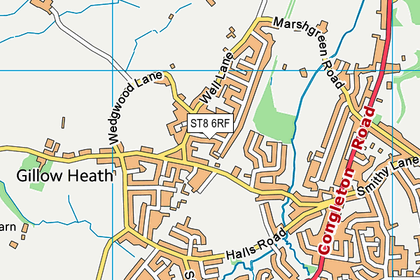 ST8 6RF map - OS VectorMap District (Ordnance Survey)