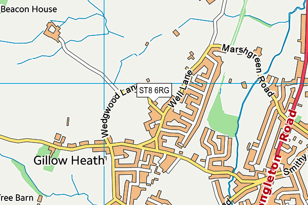 ST8 6RG map - OS VectorMap District (Ordnance Survey)