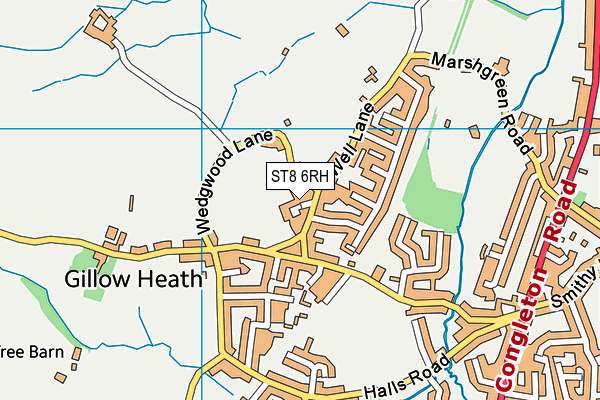 ST8 6RH map - OS VectorMap District (Ordnance Survey)