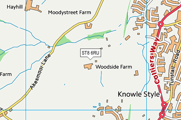 ST8 6RU map - OS VectorMap District (Ordnance Survey)