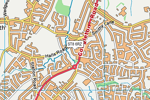 ST8 6RZ map - OS VectorMap District (Ordnance Survey)