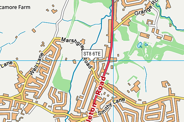 ST8 6TE map - OS VectorMap District (Ordnance Survey)