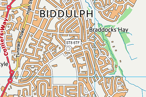 ST8 6TF map - OS VectorMap District (Ordnance Survey)