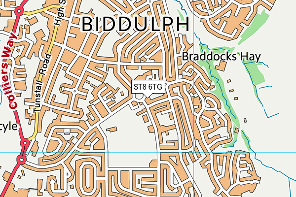 ST8 6TG map - OS VectorMap District (Ordnance Survey)