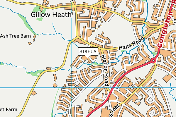 ST8 6UA map - OS VectorMap District (Ordnance Survey)