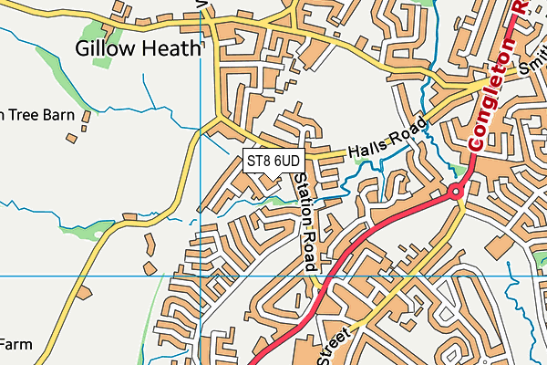 ST8 6UD map - OS VectorMap District (Ordnance Survey)