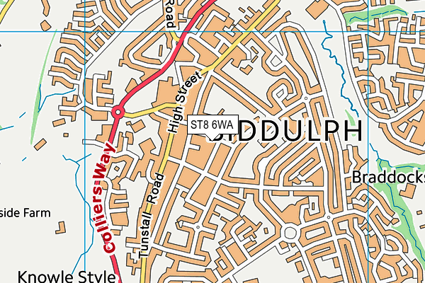 ST8 6WA map - OS VectorMap District (Ordnance Survey)