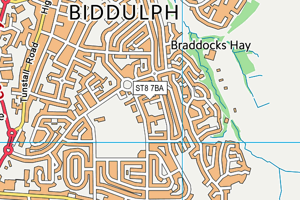 ST8 7BA map - OS VectorMap District (Ordnance Survey)